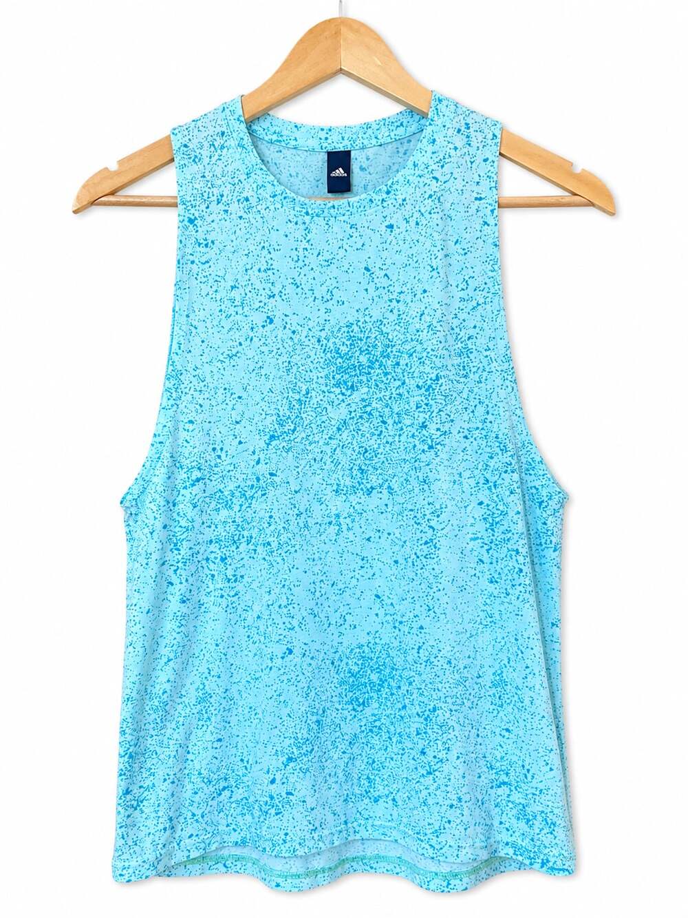 Adidas Womens Athletic Fleck Tank Top Blue Splatter Print Sleeveless Tunic Size